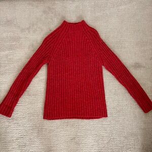 Vintage Express Tricot Red Ribbed Mock Neck Sweater Australia XS